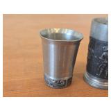 Lot of (2) Shot Glasses - German Pewter (Rein Zinn) 3' and Norwegian Pewter 2-1/2'