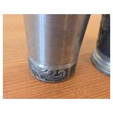 Lot of (2) Shot Glasses - German Pewter (Rein Zinn) 3' and Norwegian Pewter 2-1/2'