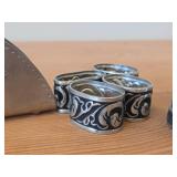 Lot of (7) Norsk Tinn Pewter Housewares - (4) Napkin Holders, (1) Napkin Holder by Rolf, (2) Salt and Pepper Shakers (Norway)