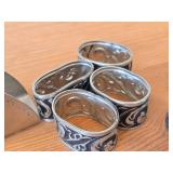 Lot of (7) Norsk Tinn Pewter Housewares - (4) Napkin Holders, (1) Napkin Holder by Rolf, (2) Salt and Pepper Shakers (Norway)