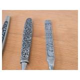 Norwegian Pewter Ladle Spoon (Souvenir of Norway) 9' (x1), Norwegian Letter Opener with Pewter Handle 9' (x2), Norwegian Utensils with Pewter Handle 8-1/2' (x2)