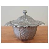 Pewter Holloware Covered Casserole / Cabbage Leaf design / 9' x 13'