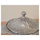 Pewter Holloware Covered Casserole / Cabbage Leaf design / 9' x 13'