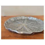 14' Pewter Serving Tray / Cabbage Leaf design