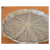 14' Pewter Serving Tray / Cabbage Leaf design