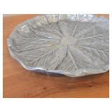 14' Pewter Serving Tray / Cabbage Leaf design