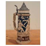 Vintage Beer Stein with Pewter Lid (Germany)