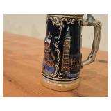 Vintage Beer Stein with Flip Lid - Queens Guard Edition Rare London Relief Big Ben theme
