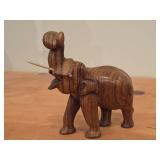 Elephant theme Hand-Carved Solid Teak Wood Figurine