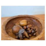 Vintage Hand-Carved Monkey Pod Wood Fruit Bowl Set 5' x 13 1/2'