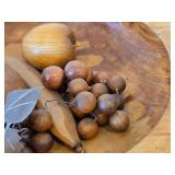 Vintage Hand-Carved Monkey Pod Wood Fruit Bowl Set 5' x 13 1/2'