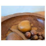 Vintage Hand-Carved Monkey Pod Wood Fruit Bowl Set 5' x 13 1/2'