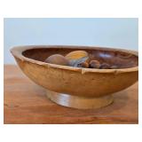 Vintage Hand-Carved Monkey Pod Wood Fruit Bowl Set 5' x 13 1/2'
