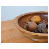 Vintage Hand-Carved Monkey Pod Wood Fruit Bowl Set 5' x 13 1/2'