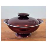 Vintage Brown Enameled Aluminum Covered Bowl by Olden (Norway)