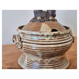 Chicken theme Handcrafted Stoneware Pottery Covered Soup Pot