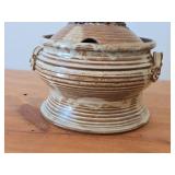 Chicken theme Handcrafted Stoneware Pottery Covered Soup Pot
