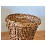 Handwoven Wicker Wastepaper Basket with Side Handles