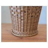 Handwoven Wicker Wastepaper Basket with Side Handles