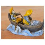 Lot of (2) Fishermen In Boats theme Handpainted Resin Figurines (Norway)