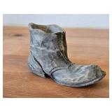 Old Worn Boot theme Hand-carved Wooden Candleholder