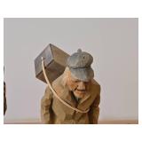 Vintage Old Traveling Couple theme Hand-carved Handpainted Wooden Figurines Set of 2 - Folk Art by Norsk Husflid Engros (Norway)