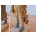 Vintage Old Traveling Couple theme Hand-carved Handpainted Wooden Figurines Set of 2 - Folk Art by Norsk Husflid Engros (Norway)