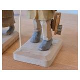 Vintage Old Traveling Couple theme Hand-carved Handpainted Wooden Figurines Set of 2 - Folk Art by Norsk Husflid Engros (Norway)