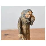 Vintage Old Traveling Couple theme Hand-carved Handpainted Wooden Figurines Set of 2 - Folk Art by Norsk Husflid Engros (Norway)