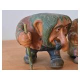 Vintage Troll theme by Anton Sveen Authentic Hand-carved Handpainted Wooden Signed Figurines Set of 2 (Norway)