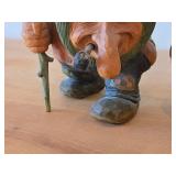 Vintage Troll theme by Anton Sveen Authentic Hand-carved Handpainted Wooden Signed Figurines Set of 2 (Norway)