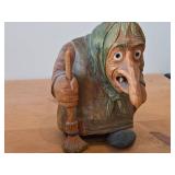 Vintage Troll theme by Anton Sveen Authentic Hand-carved Handpainted Wooden Signed Figurines Set of 2 (Norway)