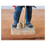 Vintage Man with Axe theme Authentic Hand-carved Handpainted Wooden Figurine by Henning (Norway)