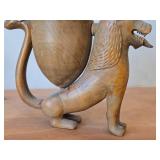 Vintage Lion with Crown theme Carved Wood Hand Washing Vessel / Medieval Aquamanile style
