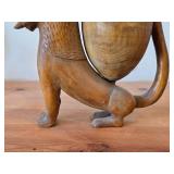 Vintage Lion with Crown theme Carved Wood Hand Washing Vessel / Medieval Aquamanile style