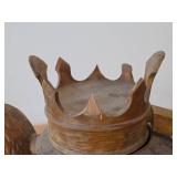 Vintage Lion with Crown theme Carved Wood Hand Washing Vessel / Medieval Aquamanile style
