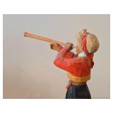 Vintage Authentic Norwegian Folk Art Girl with Horn theme Hand-carved Handpainted Wooden Figurine by Henning (1970's) (Norway)