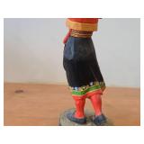 Vintage Authentic Norwegian Folk Art Girl with Horn theme Hand-carved Handpainted Wooden Figurine by Henning (1970's) (Norway)