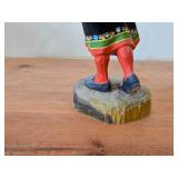 Vintage Authentic Norwegian Folk Art Girl with Horn theme Hand-carved Handpainted Wooden Figurine by Henning (1970's) (Norway)