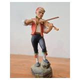 Vintage Authentic Norwegian Folk Art Fiddler theme Hand-carved Handpainted Wooden Figurine by Henning Engelsen (Norway)