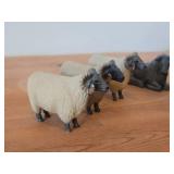 Vintage Authentic Hand-carved Handpainted Wooden Nativity Scene - Shepherds (x2), Wise Man (x1), Rams (x3), Cow (x1) 7-piece by Henning Engelsen (Norway)