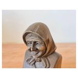 Vintage Old Babushka Lady theme Handcarved Wooden Bust
