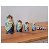 Vintage Handpainted Wooden Traditional Russian Matryoshka Nesting Doll Set of 9 (1989) (Abpamuebo Russia)