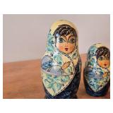 Vintage Handpainted Wooden Traditional Russian Matryoshka Nesting Doll Set of 9 (1989) (Abpamuebo Russia)