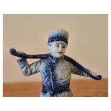Vintage Water Boy theme Ceramic Figurine Set of 2 / Delft style