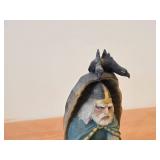 Vintage Norse God Odin theme Authentic Handcarved Hand-painted Wooden Figurine by Henning Engelson (Norway)