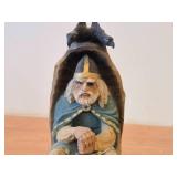 Vintage Norse God Odin theme Authentic Handcarved Hand-painted Wooden Figurine by Henning Engelson (Norway)