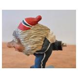 Vintage Norwegian Troll Ice Skater theme Authentic Handcrafted Hand carved Wooden Figurine by Henning Engelson (Norway)