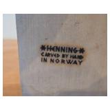 Vintage Man in Row Boat Amidst a Storm theme Authentic Handcrafted Hand carved Wooden Sculpture by Henning Engelson (Norway)