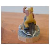 Vintage Legendary Sea Spirit Draugen (from Norwegian Folklore) theme Authentic Handcrafted Hand carved Wooden Collectible Figurine by Henning Engelson (Norway)